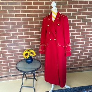 Banana Republic x Olivia Palermo Red Military Style Long Peacoat